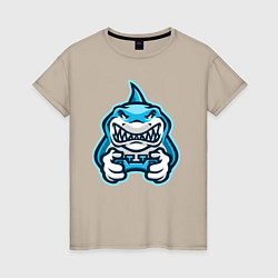 Футболка хлопковая женская Shark player, цвет: миндальный