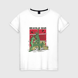 Футболка хлопковая женская Beach Is War, цвет: белый