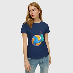 Футболка хлопковая женская Ball & Water, цвет: тёмно-синий — фото 2