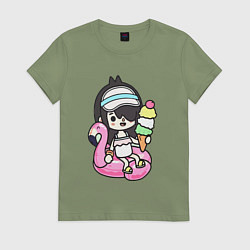 Футболка хлопковая женская Toca Boca девочка геймер, цвет: авокадо