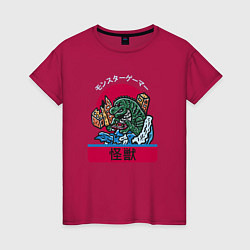 Футболка хлопковая женская Годзилла Япония, цвет: маджента