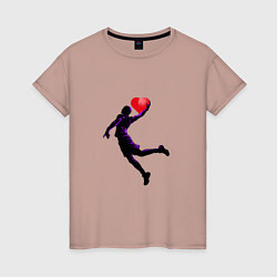Футболка хлопковая женская Сердце Баскетболиста, цвет: пыльно-розовый