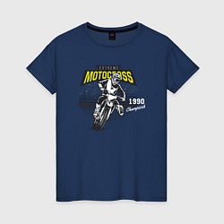Футболка хлопковая женская Motocross Мотокросс, цвет: тёмно-синий