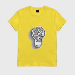 Футболка хлопковая женская Стимпанк лампа, цвет: желтый