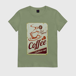 Футболка хлопковая женская Coffee Cup Retro, цвет: авокадо