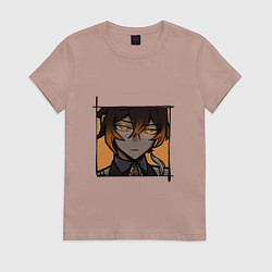 Футболка хлопковая женская Серьёзный Чжун Ли, цвет: пыльно-розовый