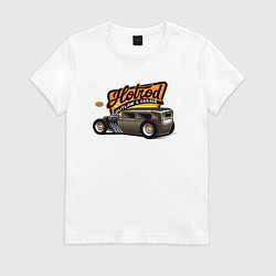 Футболка хлопковая женская Classic retro car, цвет: белый