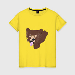 Футболка хлопковая женская Медведь дразнится, цвет: желтый
