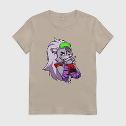 Футболка хлопковая женская Five Nights at Freddys Security Breach - Волчица Р, цвет: миндальный