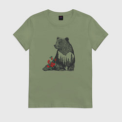 Футболка хлопковая женская Символ России, цвет: авокадо
