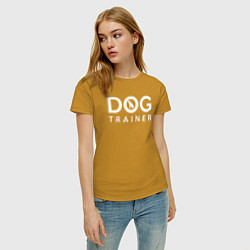 Футболка хлопковая женская DOG Trainer, цвет: горчичный — фото 2