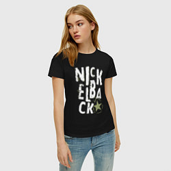 Футболка хлопковая женская Nickelback рок группа, цвет: черный — фото 2