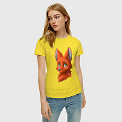Футболка хлопковая женская Милая лисичка Cute fox, цвет: желтый — фото 2