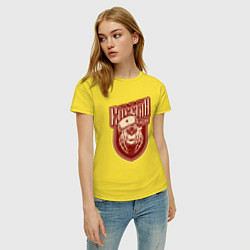 Футболка хлопковая женская Russia - Медведь, цвет: желтый — фото 2