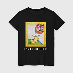 Футболка хлопковая женская Cant touch cat, цвет: черный