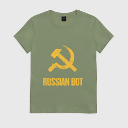 Футболка хлопковая женская Atomic Heart: Russian Bot, цвет: авокадо