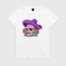 Футболка хлопковая женская Mexico Skull, цвет: белый
