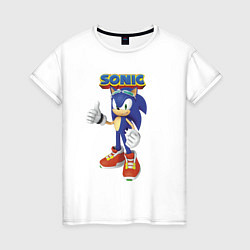 Футболка хлопковая женская Sonic Hedgehog Video game!, цвет: белый