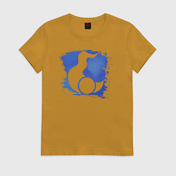 Футболка хлопковая женская Знак Тзинча пятно, цвет: горчичный