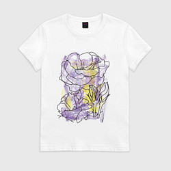 Футболка хлопковая женская Розы Коллекция Get inspired! 788-r1-Gi, цвет: белый