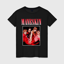 Футболка хлопковая женская MANESKIN МОНЭСКИН, цвет: черный