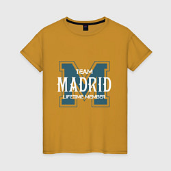 Футболка хлопковая женская Team Madrid, цвет: горчичный