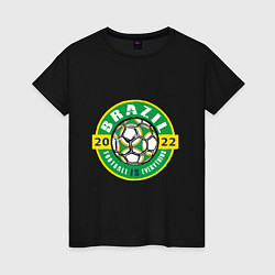 Футболка хлопковая женская Brazil 2022, цвет: черный