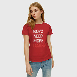 Футболка хлопковая женская Бойзам надо больше ДАККИ, цвет: красный — фото 2