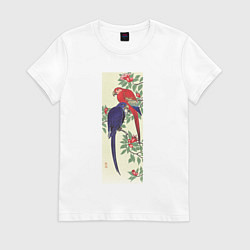 Футболка хлопковая женская Red and a Blue Parrot, цвет: белый