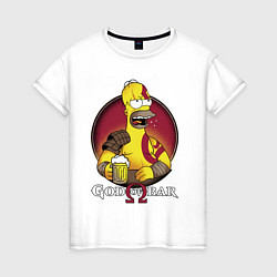 Футболка хлопковая женская Homer god of bar, цвет: белый