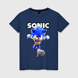 Футболка хлопковая женская Sonic the Hedgehog 2, цвет: тёмно-синий