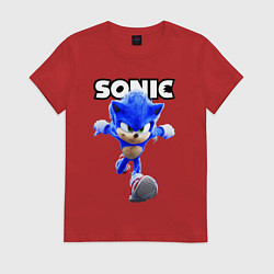 Футболка хлопковая женская Sonic the Hedgehog 2022, цвет: красный