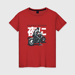 Футболка хлопковая женская Японский мотоциклист Old Akira Japanese Biker, цвет: красный