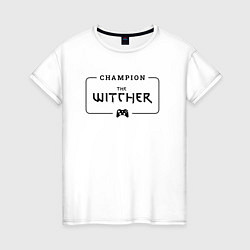 Футболка хлопковая женская The Witcher Gaming Champion: рамка с лого и джойст, цвет: белый