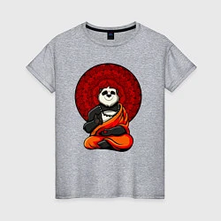 Футболка хлопковая женская Медитация панды Дзен, цвет: меланж