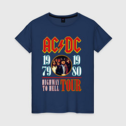 Футболка хлопковая женская ACDC HIGHWAY TO HELL TOUR, цвет: тёмно-синий