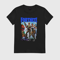 Футболка хлопковая женская FORTNITE ПЕРСОНАЖИ ИГРЫ, цвет: черный