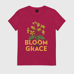 Футболка хлопковая женская Bloom with grace, цвет: маджента