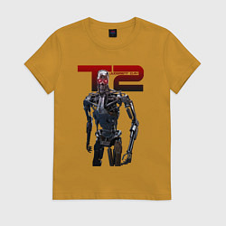 Футболка хлопковая женская Terminator 2 - T800, цвет: горчичный