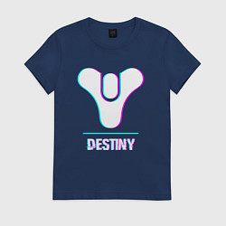 Футболка хлопковая женская Destiny в стиле Glitch Баги Графики, цвет: тёмно-синий