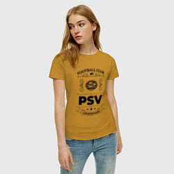 Футболка хлопковая женская PSV: Football Club Number 1 Legendary, цвет: горчичный — фото 2