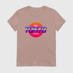 Футболка хлопковая женская Retrowave Tokyo, цвет: пыльно-розовый