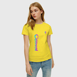Футболка хлопковая женская Chaoseum Neon logo, цвет: желтый — фото 2