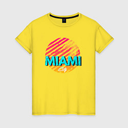 Футболка хлопковая женская Майами Флорида, цвет: желтый