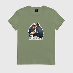Футболка хлопковая женская Милые Кёко и Изуми Horimiya, цвет: авокадо