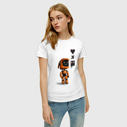 Футболка хлопковая женская Оранжевый робот с логотипом LDR, цвет: белый — фото 2