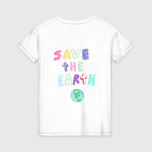 Женская футболка Save the earth эко дизайн карандашом / Белый – фото 2