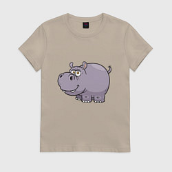 Футболка хлопковая женская Милый Бегемот, цвет: миндальный
