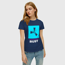 Футболка хлопковая женская Символ Rust в неоновых цветах, цвет: тёмно-синий — фото 2