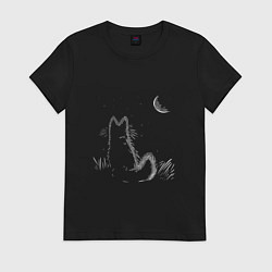 Футболка хлопковая женская Ночной романтик, цвет: черный
